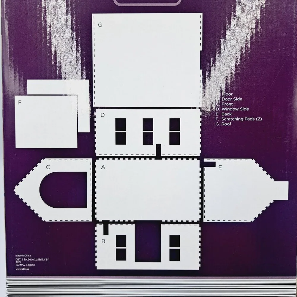 Farmhouse White House Cat or Small Animal House with Cardboard Scratching Boards
